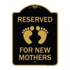 Signmission Pink Reserved Parking for New Mothers, Black & Gold Aluminum Sign, 18" x 24", BG-1824-23299 A-DES-BG-1824-23299